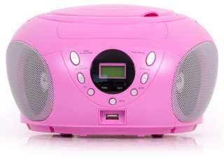 Kinder Boomblaster CD Player Radio Spieler USB MP3 rosa  