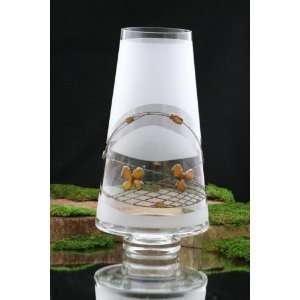  gift idea Art crystal Glass Decorated Amber & Tin Vase 