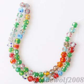 Lampwork glass beads dot flower diy 17cm Strand HW9  