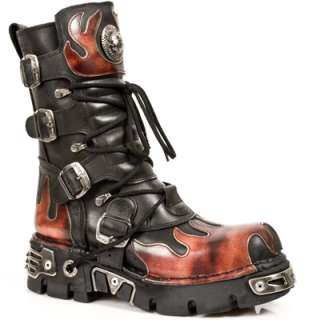 New Rock Boots Stiefel Schuhe Gothic Biker Flammen 373  