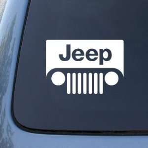 JEEP LOGO(grill style)   6 WHITE DECAL   Car, Truck, Notebook, Vinyl 