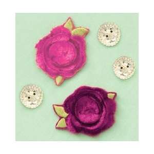Making Memories Modern Millinery Flowers 2 Velvet Roses & 3 Buttons; 3 
