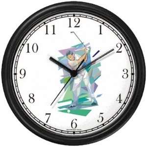 Golfer Preparing to Tee Off (Pastels)   Golf Theme Wall Clock by 