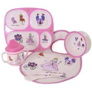   Set Baby Cie Princess Pink Polka Dot Melamine Melamine Dinnerware
