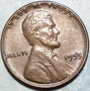 1955 Poor Mans Double Die Wheat Penny ABOUT UNCIRCULATED PLUS Famous 