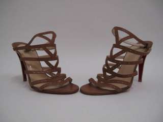 Christian Louboutin Tan Leather Perforated Strappy Heels 39  