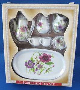 Childrens 8 Piece Porcelain Tea Set Flowers Greenbrier  