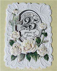   Fine Arts 25th Wedding Anniversary Card Beautiful Roses CG197  