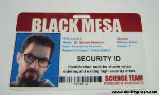 Black Mesa ID Card Gordon Freeman from Halflife  