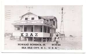   Schencks Home, Wife & Radio Tower in Sea Isle City NJ 1949  