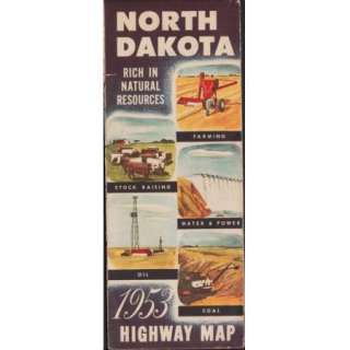   North Dakota Highway Map   Vintage State Map   Natural Resources Cover