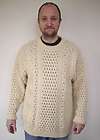   MOLLOY Thick Irish 100% WOOL Mens CABLE KNIT White Ireland SWEATER L