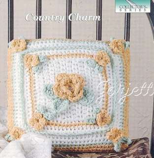 Country Charm Chenille Pillow, floral crochet pattern  
