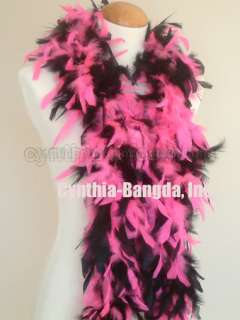 45gm chandelle feather boa, Hot Pink with Black, NEW  