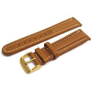 Apollo Superb bullet padded leather watch strap 20mm tan g  