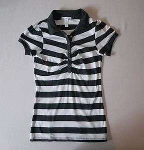 NEW AMBIANCE APPAREL STRIPED WHITE AND GRAY SHIRT SZ S  