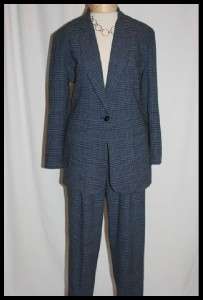 Wool Bl Jacket / Pant Suit by KAREN KANE Blue/Blk / 6  