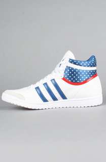 adidas The Top Ten Hi Sleek W Sneaker in Red White and Blue 