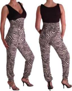 EyeCatchClothing   Zebra ärmelloser Jumpsuit Overall Hosenanzug 