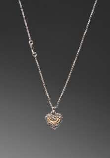 JUICY COUTURE Pave Heart Wish Necklace in Silver  
