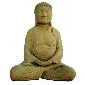 Cast Stone Meditating Buddha Garden Statue   Weathered Bronze GNBDHM 
