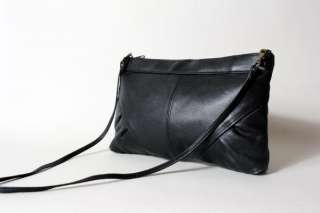 Vtg 90s AMAZING Black Soft Leather Con Clutch Bag Purse  
