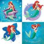 Disney 4 Piece 11.5 In. x 11.5 In. Brightly Colored Ariel Reflections 