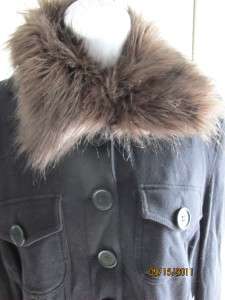 NEW Womens INC Black Faux Fur Trim Jacket Coat Blazer XL  