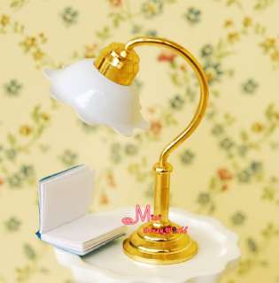 12 Dollhouse Miniature Gold Flower Table Fake Lamp  