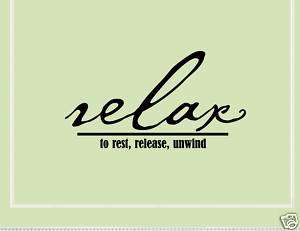 RELAX TO REST, RELEASE, Vinyl Wall Lettering Quotes Art  