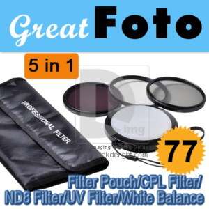 5in1 77mm UV / ND8 / CPL Filter Kit + Filter Case Pouch  