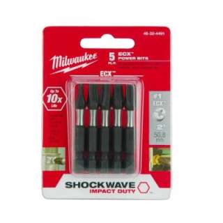 Milwaukee Shockwave Impact Duty 2 In. #1 ECX Power Bits (5 Pack) 48 32 
