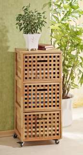 Rollcontainer, Regal Wäschebox Schrank aus Walnuss Holz  