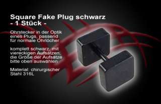 Square Fake Plug Tunnel Ohrstecker Ohrring Ohr Piercing Viereck 