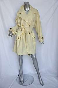 CHANEL BOUTIQUE Cream Pearlized Glazed Belted Trench Coat Jacket S/M/L 