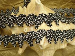   & Black Striped Lattice Weave Fabric Embellishment Trim 1wd 5YARD