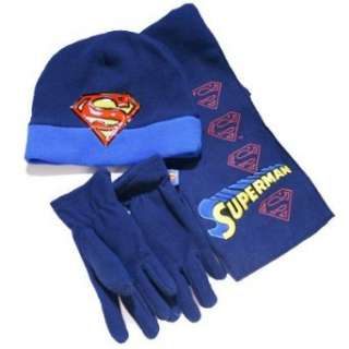 Superman Mütze, Handschuhe und Schal Set für Kinder in Blau  
