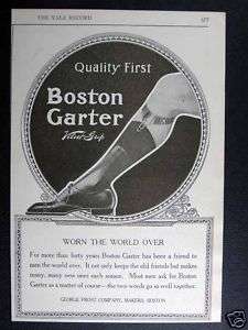 1920 BOSTON MENS GARTER GEORGE FROST PRINT AD  