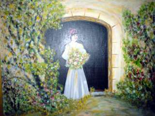 Öl Gemälde Impressionismus 39 x 34 cm Bild E. Doil Frau  
