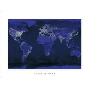 Planet Erde   Bei Nacht   Kunstdruck Artprint Weltkarte   Grösse 