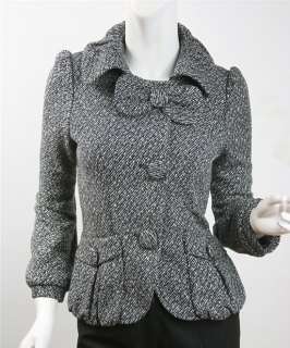 NWT Womens Wool Tweed Jacket Blazer Black Petite XS/S/M  