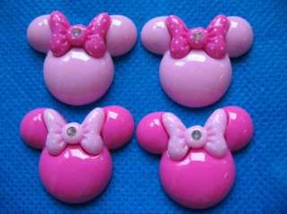 20 Resin Disney Mouse Dots Bow Flatback Pink&Hot Pink  