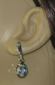 Estate 925 Sterling Silver 4.00ctw Blue Aquamarine Lever Back Earrings 