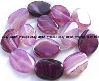 18x26mm purple stripe Agate twist flat oval Beads 15  