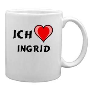 Keramische Tasse mit Ich liebe Ingrid Schrift  Küche 