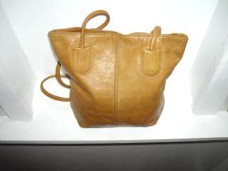   Buttery Soft Distressed Tan/Camel Leather Tote Shoulder Bag Purse
