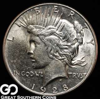 1928 S Peace Silver Dollar CHOICE AU++ ** BETTER DATE!!  