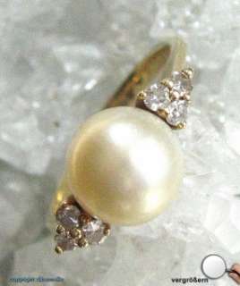 Perlenring Gold Ring Ringe 14 Kt 585 Gold Damen Perlen Brillanten 