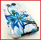 HTC INSPIRE 4G AT&T BLUE FLOWERS WHITE HARD COVER CASE