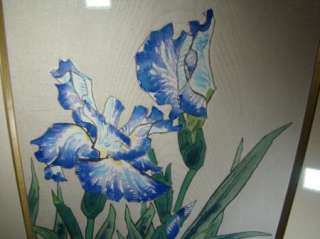 Original Framed Ukiyo e Woodblock Print Blue Iris  
